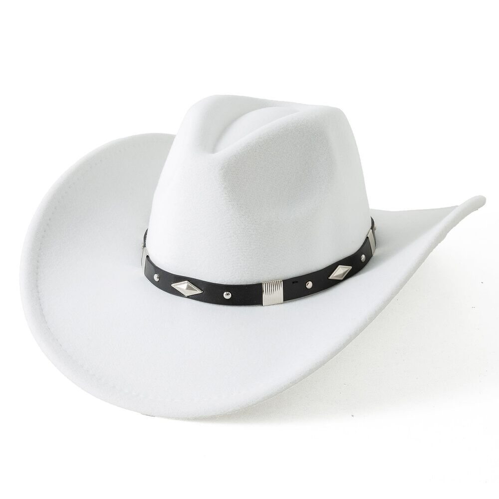 7975 Classic Felt Wide Brim Western Cowboy Cowgirl Hat with Belt